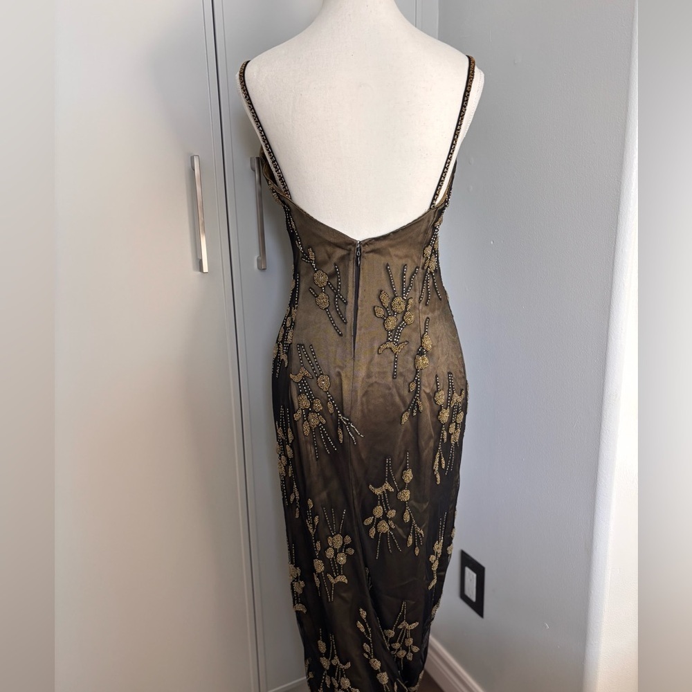 Stunning Vintage Bob Mackie Black/Green/Gold Beaded Dress - Picture 5 of 12
